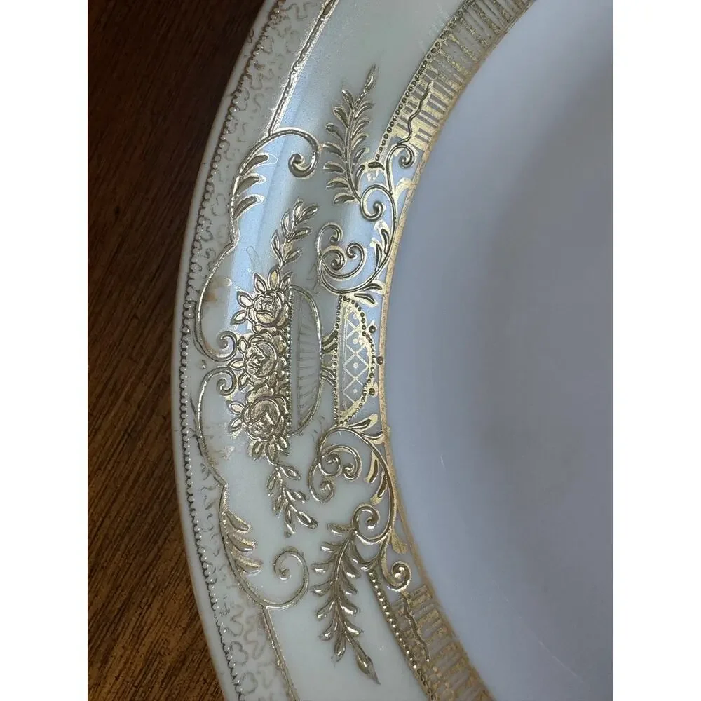 Vintage Noritake Fleurgold Salad Plate Japan Ivory Gold Tone Trim 8”